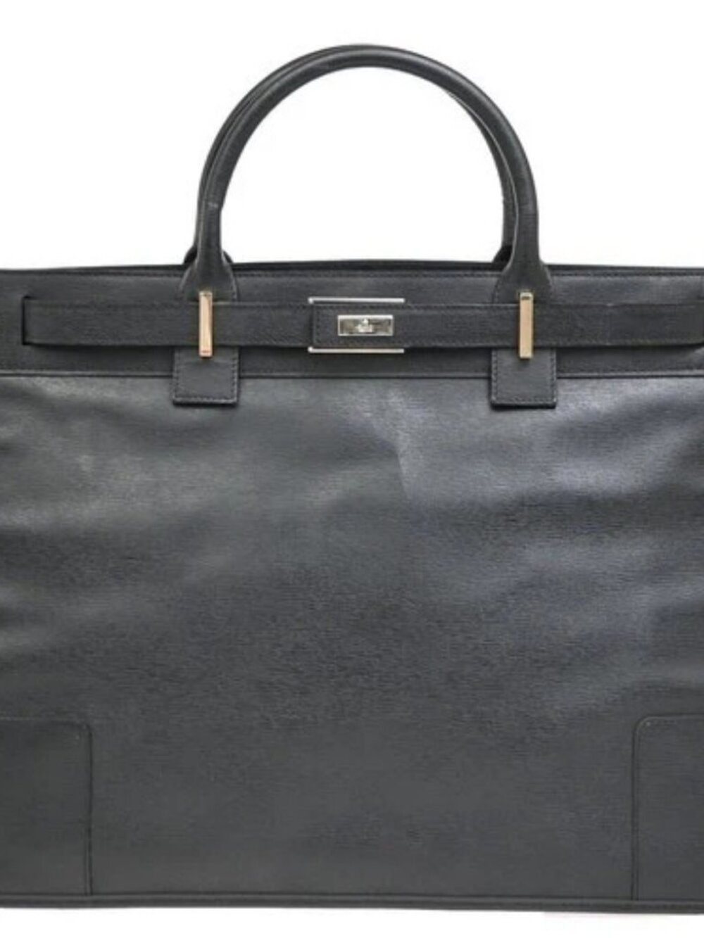 GUCCI Logo Hand Tote Bag Leather Black SHW Italy 62PA314
